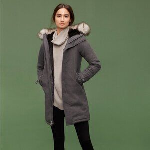 TNA olive green  Parka with Faux Fur Hood